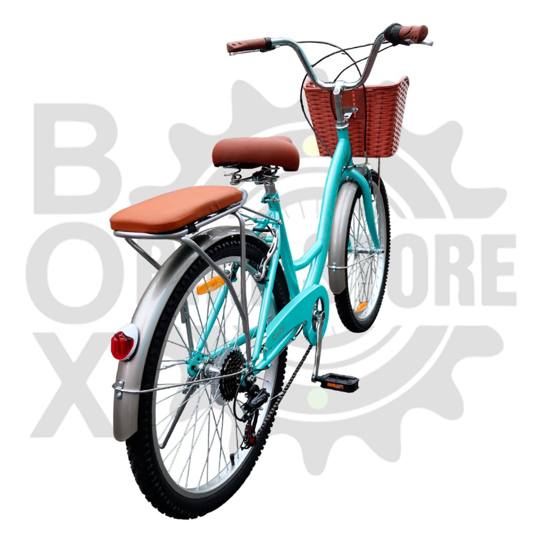 BICICLETA URBANA KOMBAT LADY ARO 24 CON CANASTA, PARRILLA Y 7 VELOCIDADES VERDE - 2