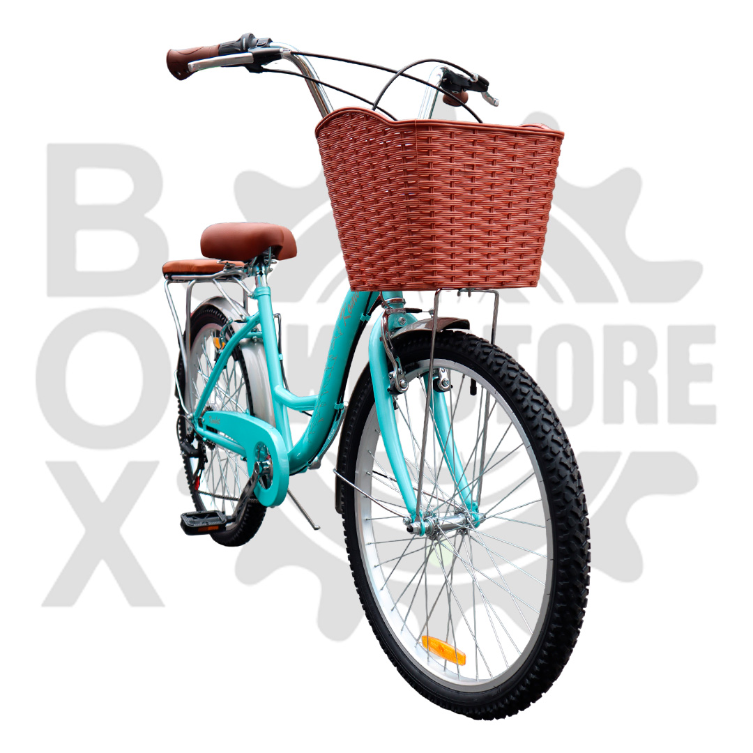 BICICLETA URBANA KOMBAT LADY ARO 24 CON CANASTA, PARRILLA Y 7 VELOCIDADES VERDE - 3