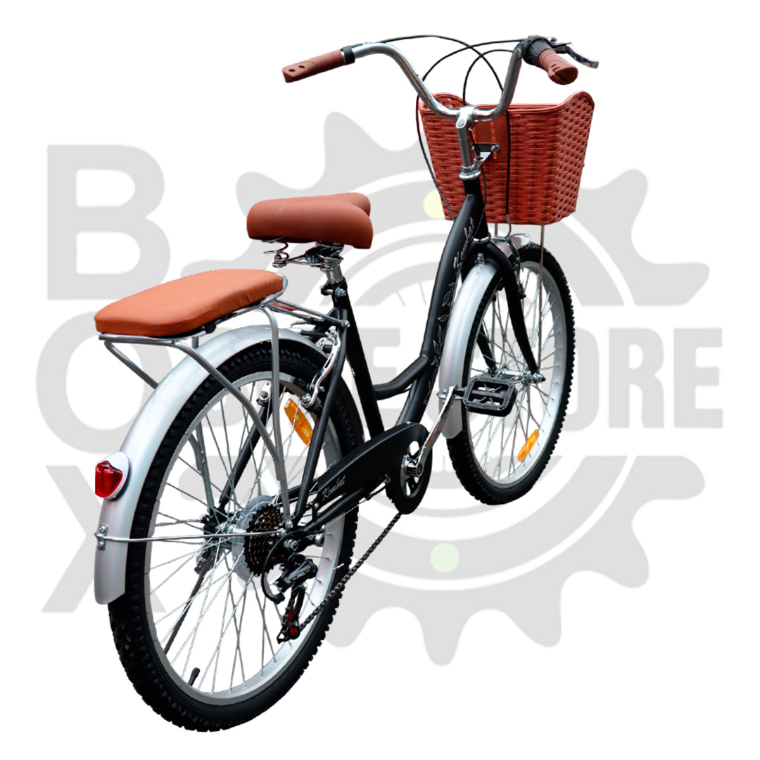 BICICLETA URBANA KOMBAT LADY ARO 24 CON CANASTA, PARRILLA Y 7 VELOCIDADES NEGRO - 2