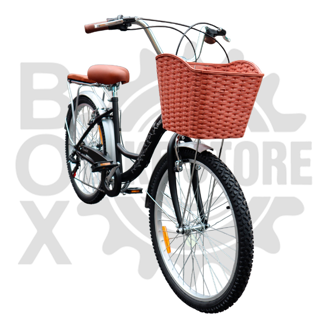 BICICLETA URBANA KOMBAT LADY ARO 24 CON CANASTA, PARRILLA Y 7 VELOCIDADES NEGRO - 3
