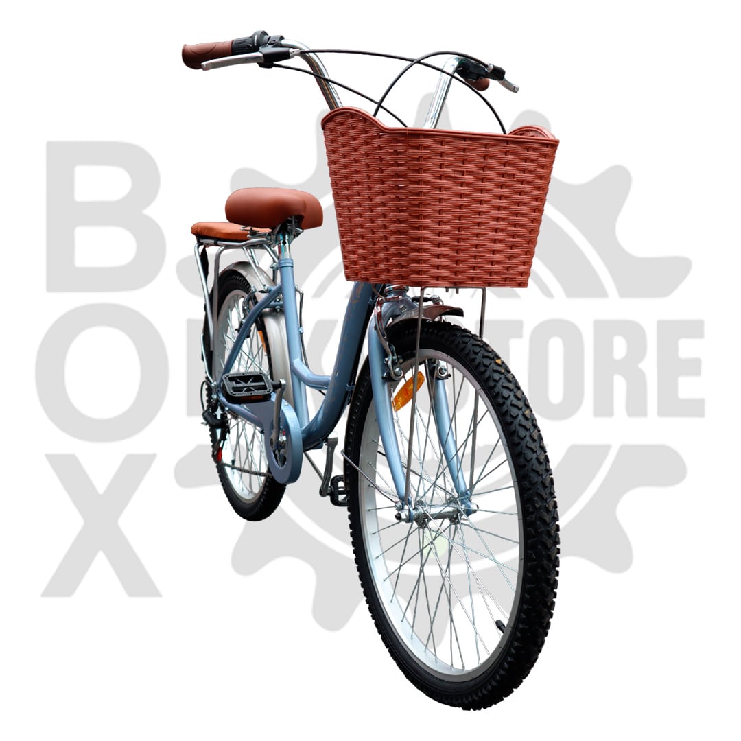 BICICLETA URBANA KOMBAT LADY ARO 26 CON CANASTA, PARRILLA, 7V LILA - 2
