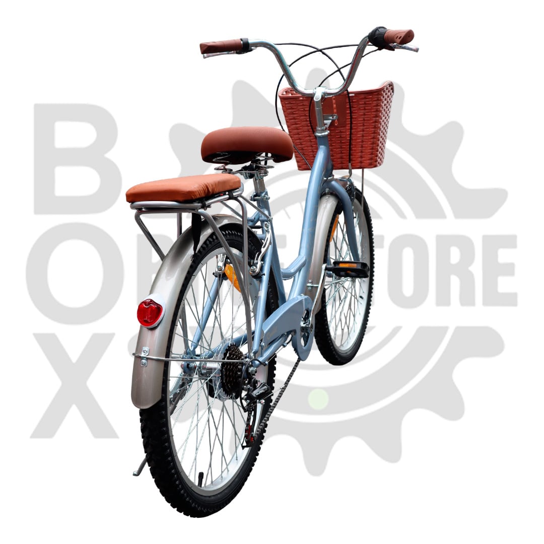 BICICLETA URBANA KOMBAT LADY ARO 26 CON CANASTA, PARRILLA, 7V LILA - 3