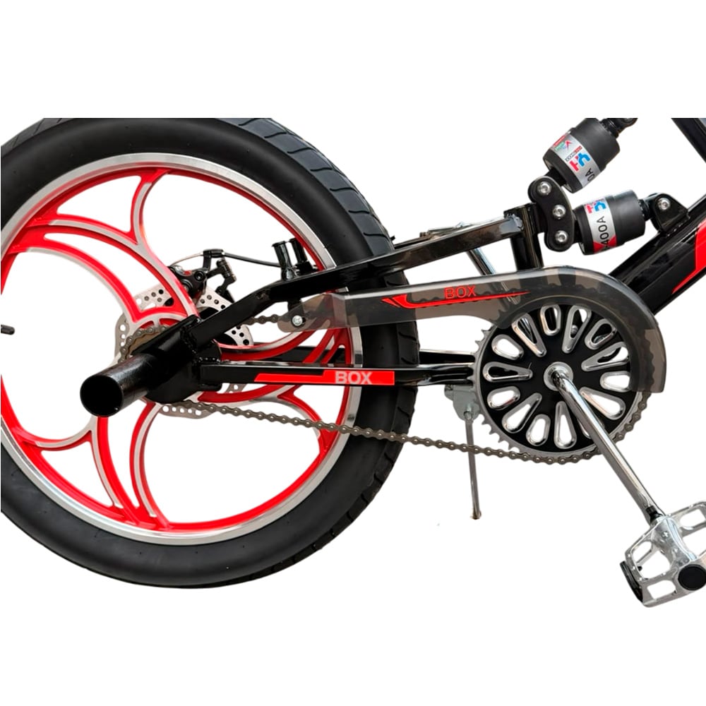 BICICLETA BMX CON TRIPLE SUSPENSIÓN ARO 20 - NEGRO CON ROJO - 4