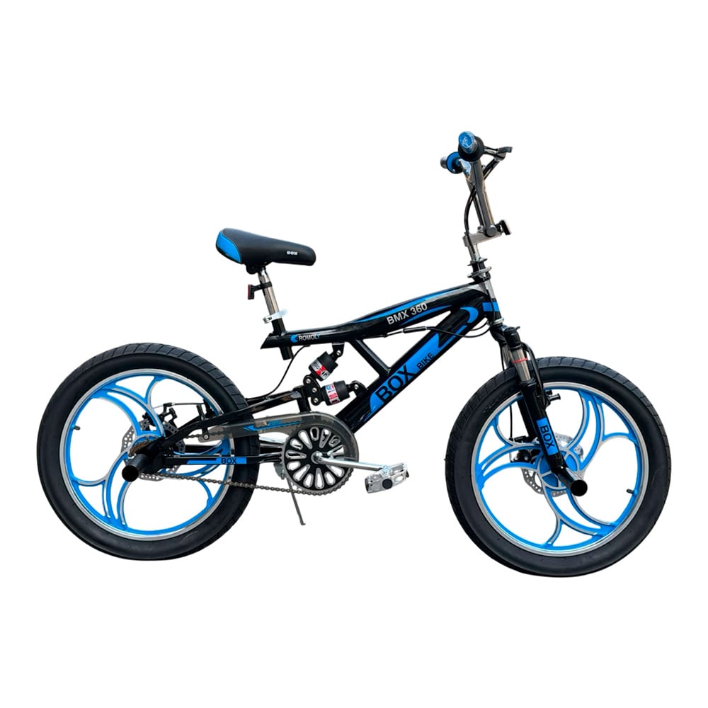 BMX CON TRIPLE SUSPENSIÓN ARO 20 - NEGRO CON AZUL - 1