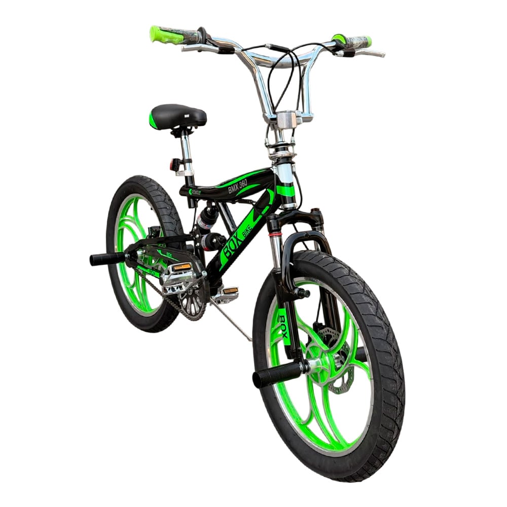BMX CON TRIPLE SUSPENSIÓN ARO 20 - NEGRO CON VERDE - 3