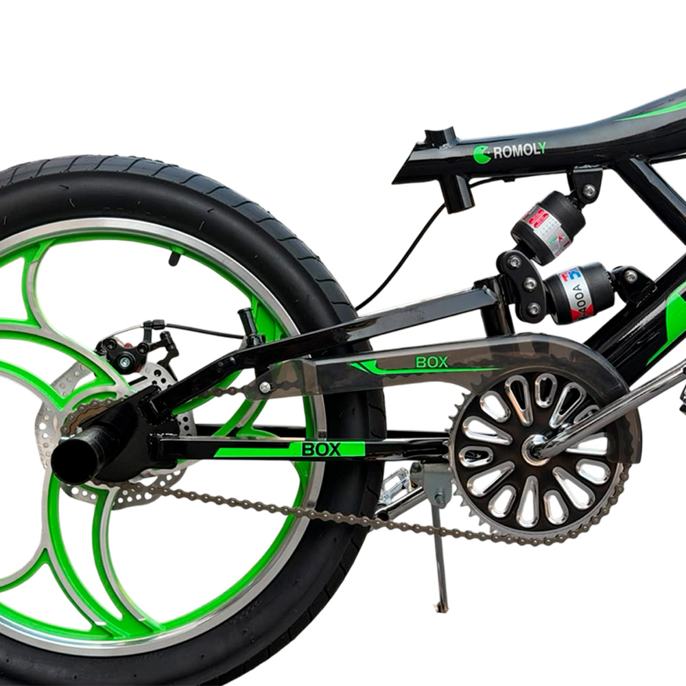 BMX CON TRIPLE SUSPENSIÓN ARO 20 - NEGRO CON VERDE - 4