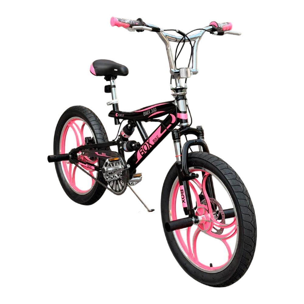 BMX CON TRIPLE SUSPENSIÓN ARO 20 - NEGRO CON ROSADO - 2