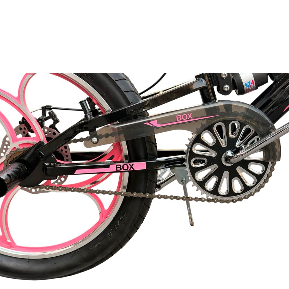 BMX CON TRIPLE SUSPENSIÓN ARO 20 - NEGRO CON ROSADO - 4