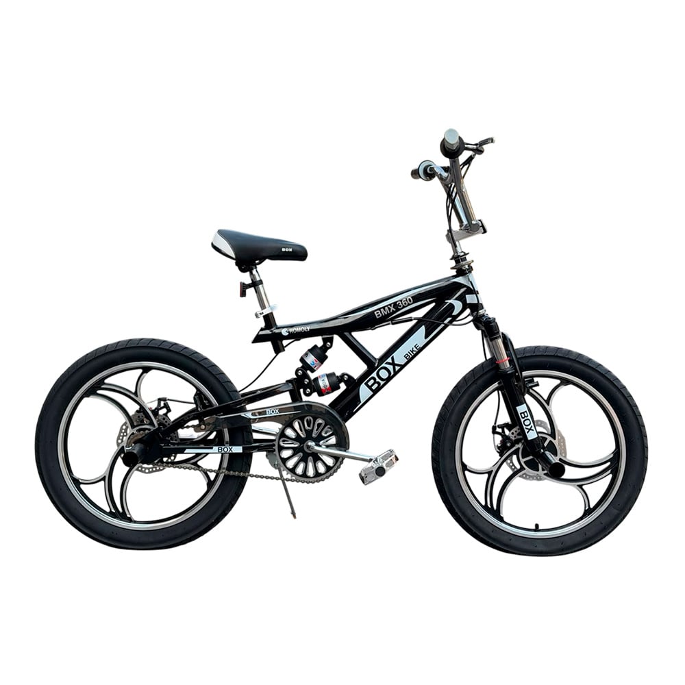 BMX CON TRIPLE SUSPENSIÓN ARO 20 - NEGRO CON BLANCO - 1