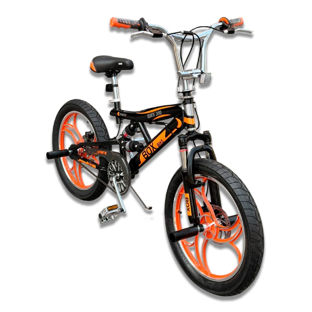 BICICLETA BMX CON TRIPLE SUSPENSIÓN ARO 20 - NEGRO CON NARANJA - 2