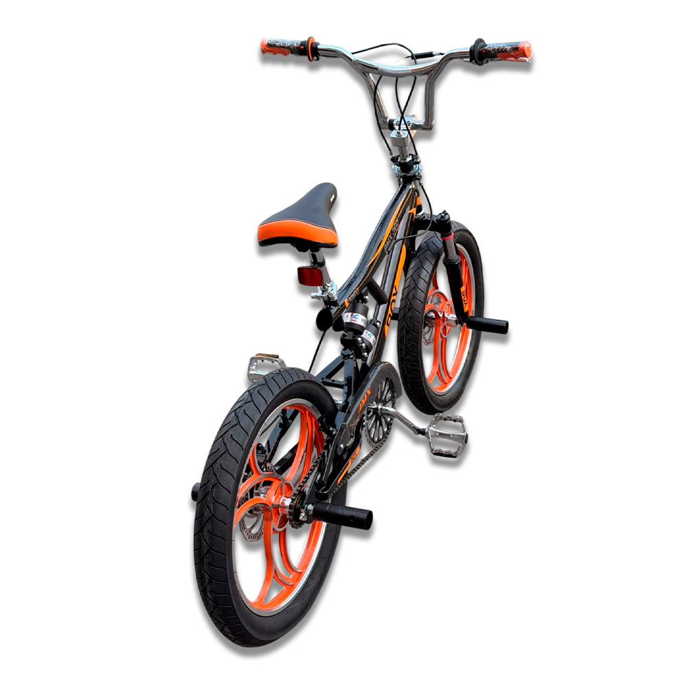 BICICLETA BMX CON TRIPLE SUSPENSIÓN ARO 20 - NEGRO CON NARANJA - 3