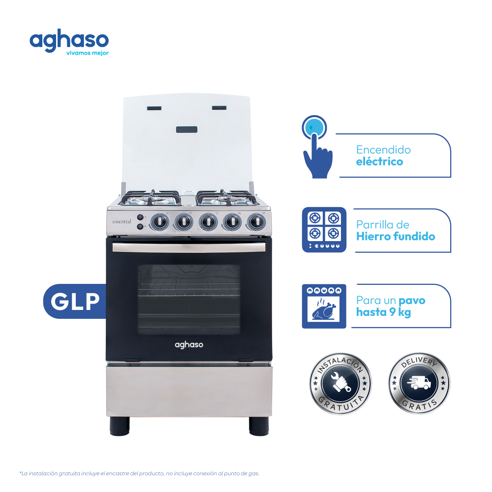 COCINA AGHASO 4 HORNILLAS ESSENTIAL GLP - 1