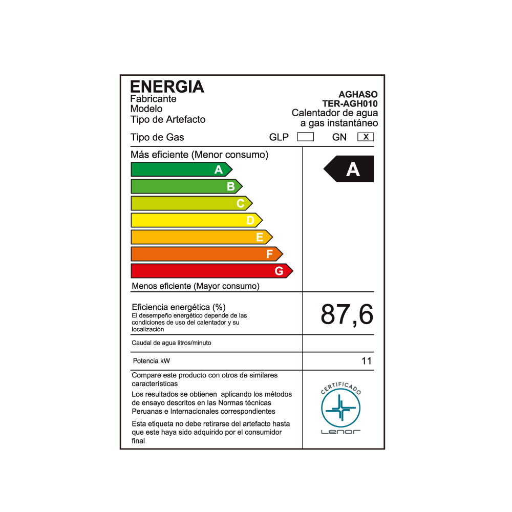Terma a Gas Natural Aghaso 8 Litros Paso Continuo - 3