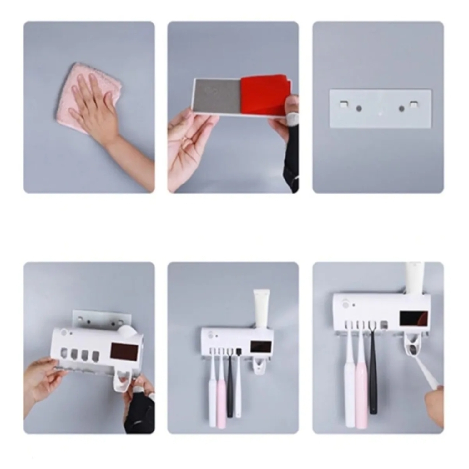 DISPENSADOR DE PASTA DENTAL CON PORTA CEPILLOS Y ESTERELIZADOR UV - 5