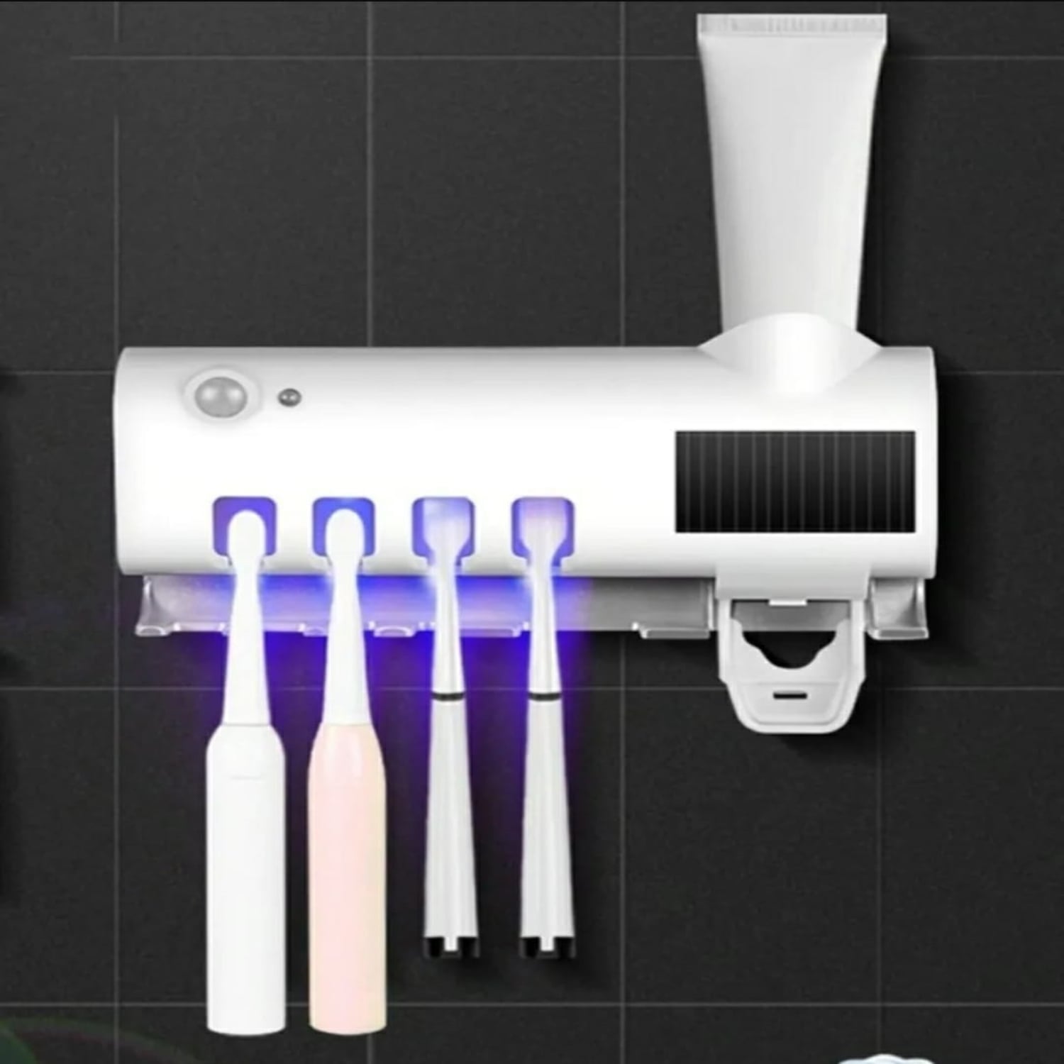 DISPENSADOR DE PASTA DENTAL CON PORTA CEPILLOS Y ESTERELIZADOR UV - 6