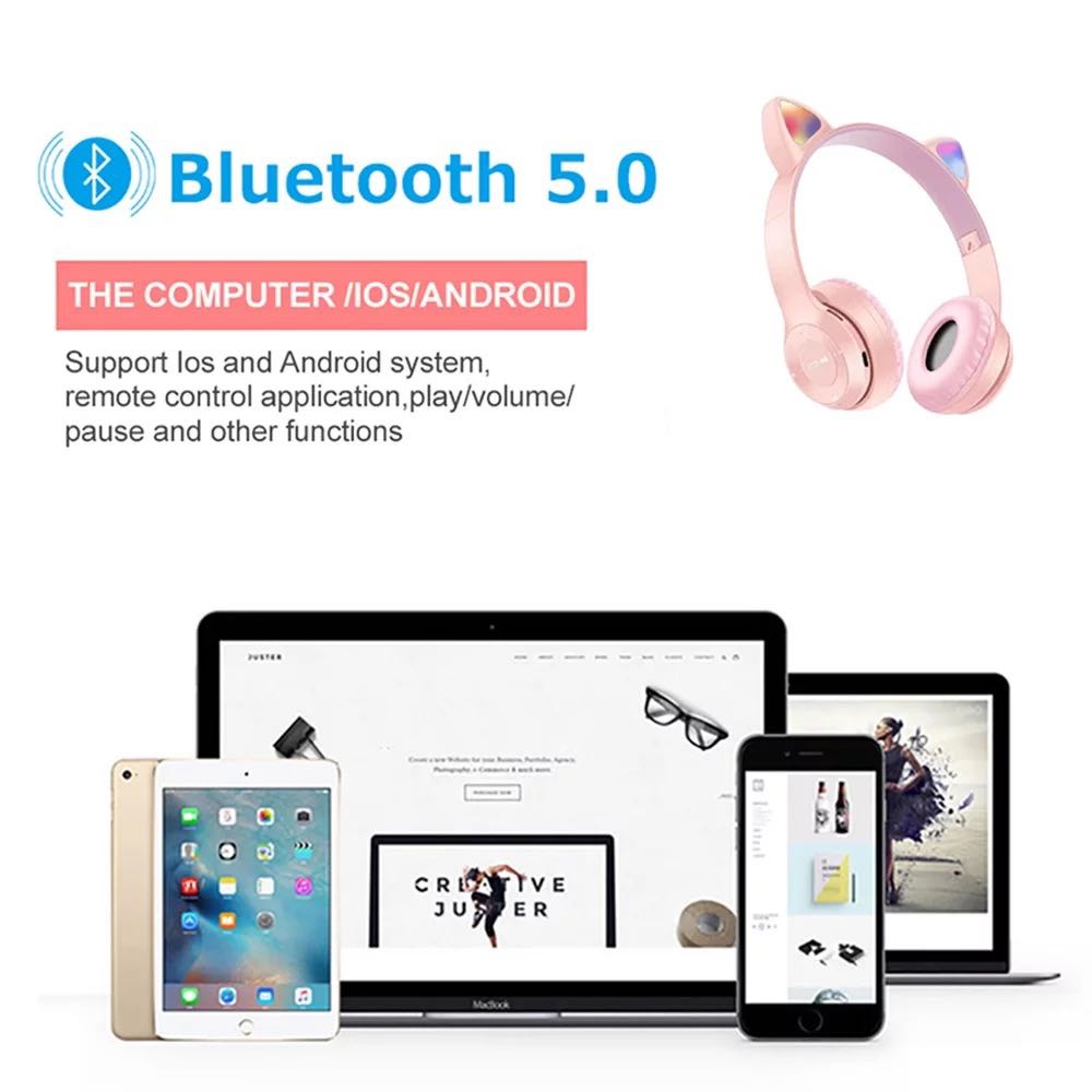 AUDÍFONOS ANKAFA ON-EAR CAT GATO BLUETOOTH GATO RGB P47 - 2
