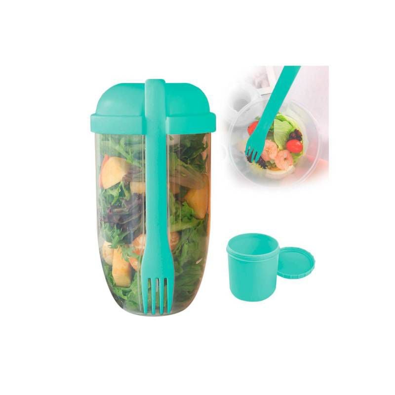 CONTENEDOR ANKAFA VERDE AGUA SALADA CON POTE ALIÑO Y TENEDOR - 1