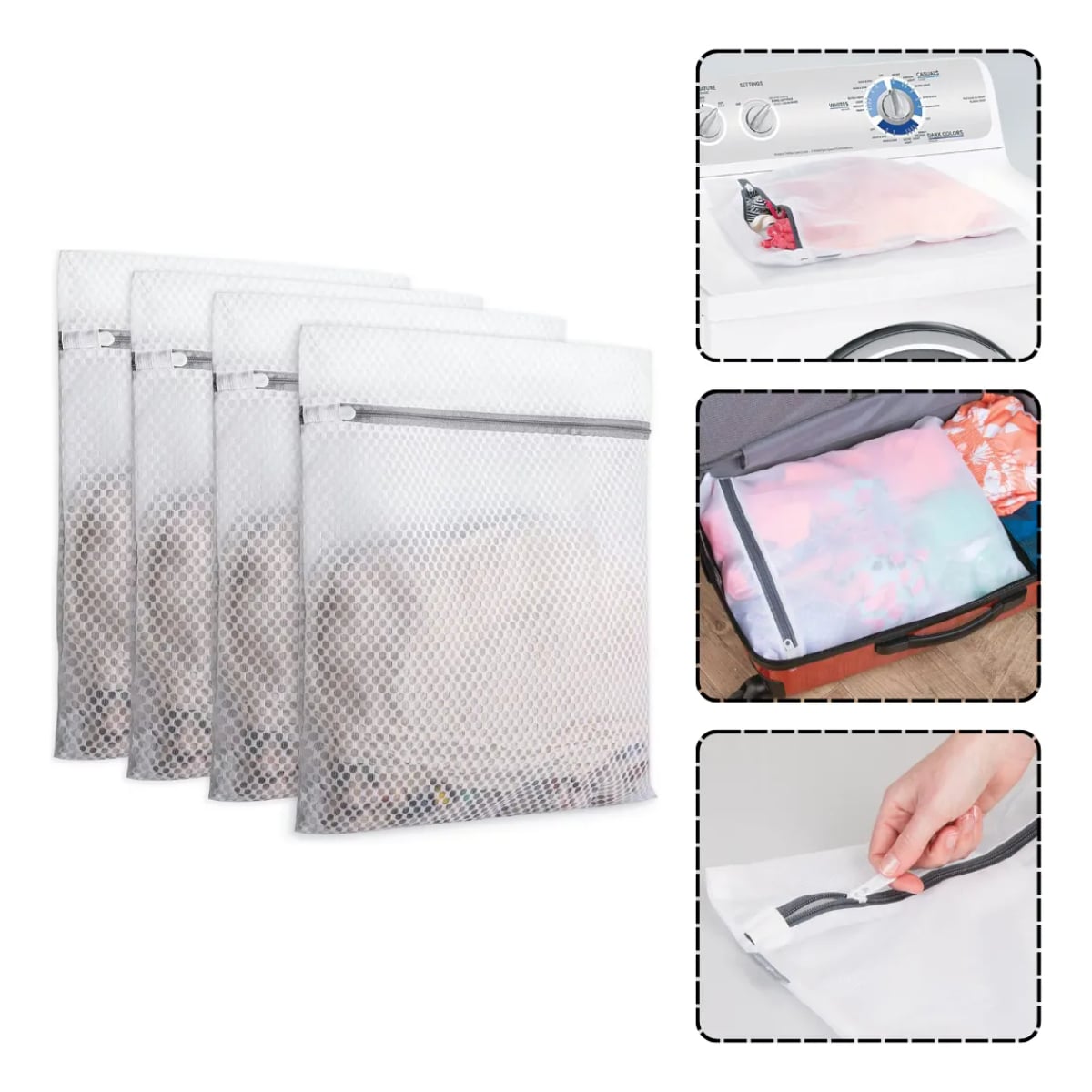 PACK 4 BOLSAS BLANCO LAVADO LAVADORA ROPA DELICADA - 1