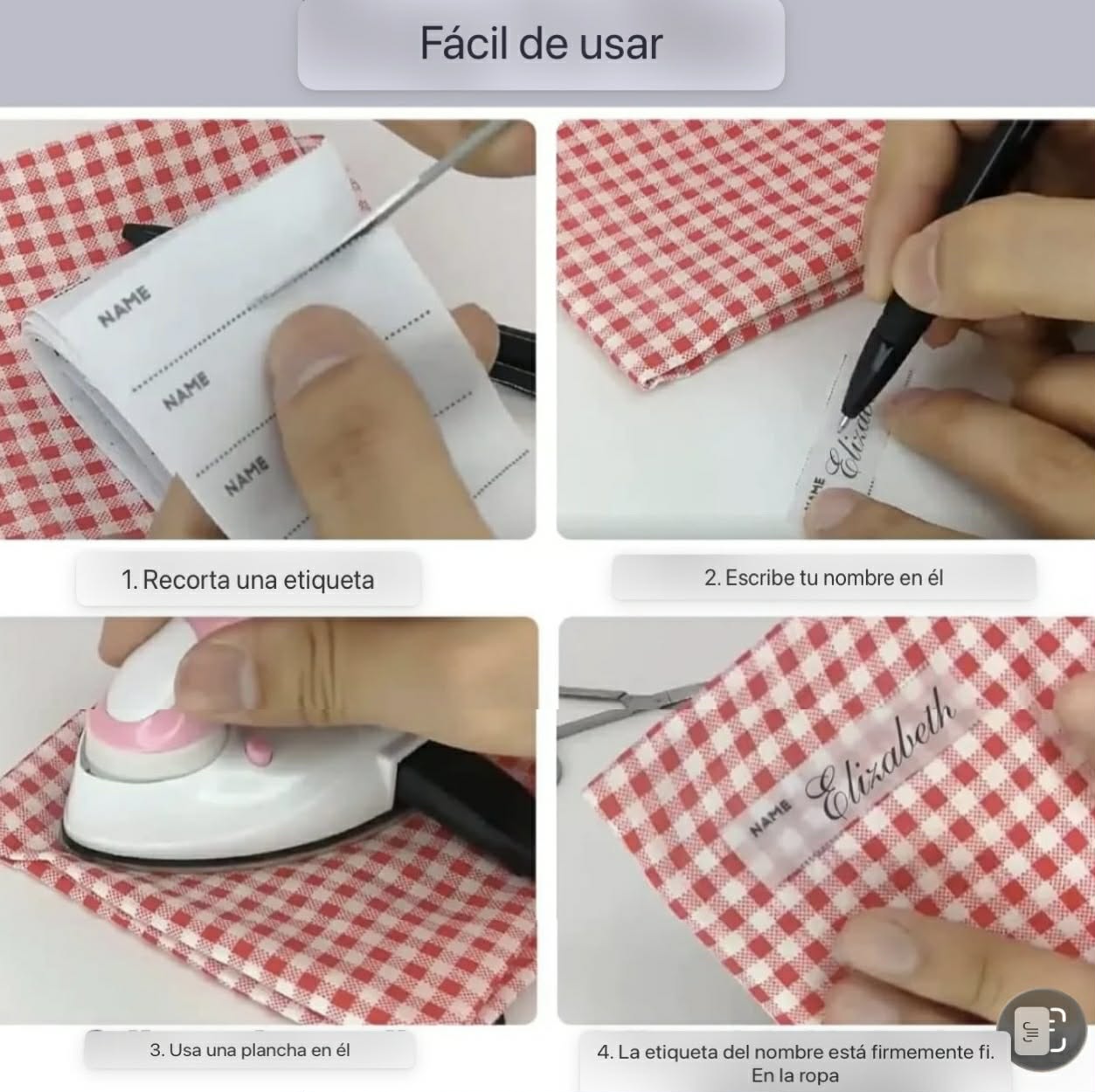 PACK DE 2 ROLLOS DE ETIQUETAS TERMOADHESIVAS PARA ROPA + LÁPIZ Y PLANCHA - FÁCIL Y PRÁCTICO - 2