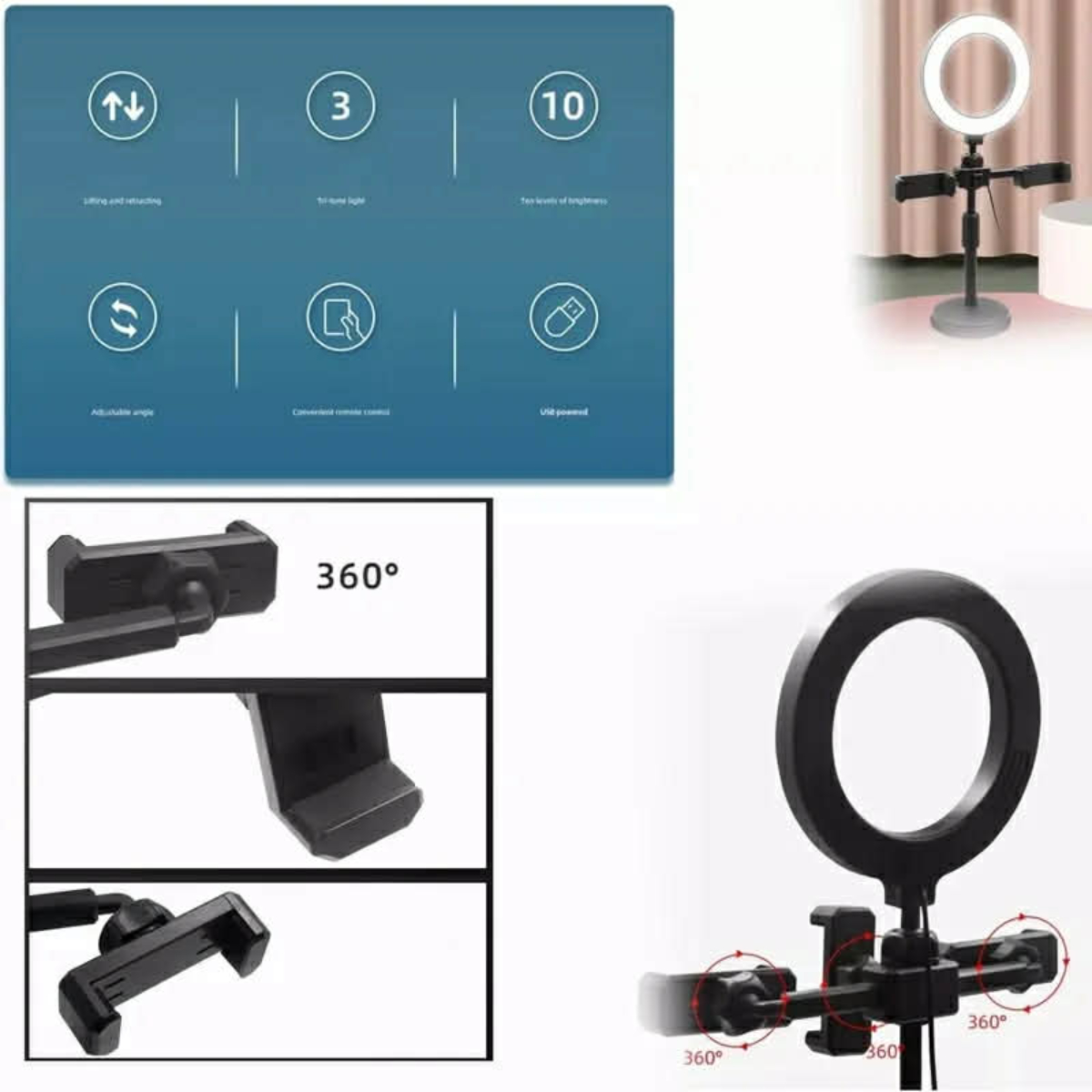 ARO DE LUZ LED 16 CM – ILUMINACIÓN PARA STREAMING Y VENTAS ONLINE - 4