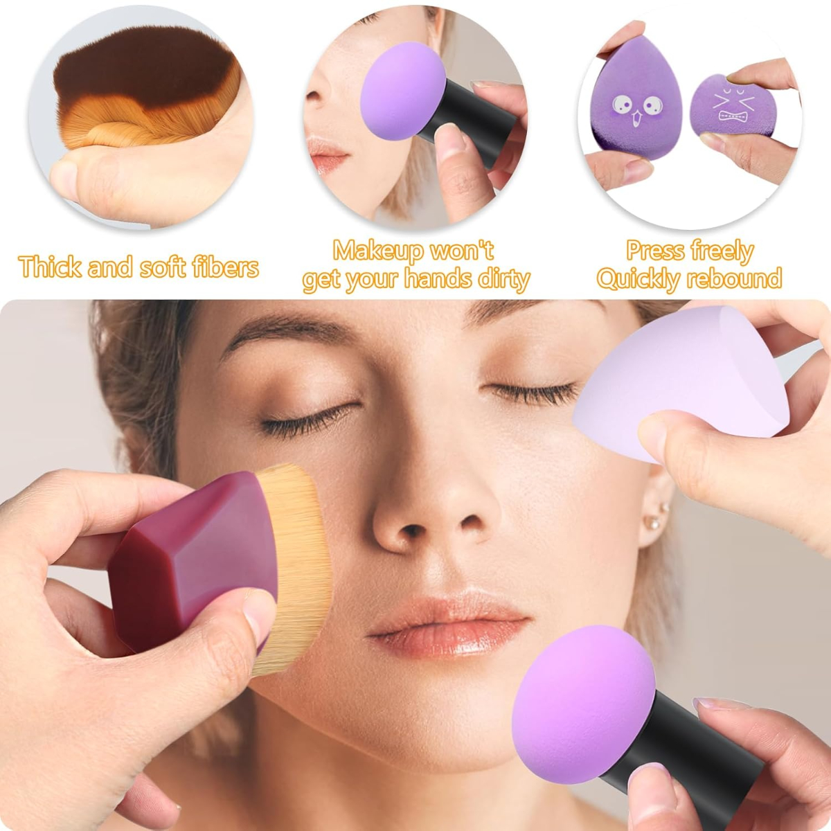 ESPONJAS BLENDER Y BROCHA MAQUILLAJE SET PROFESIONAL CON ESTUCHE PORTÁTIL 4 PIEZAS - 5