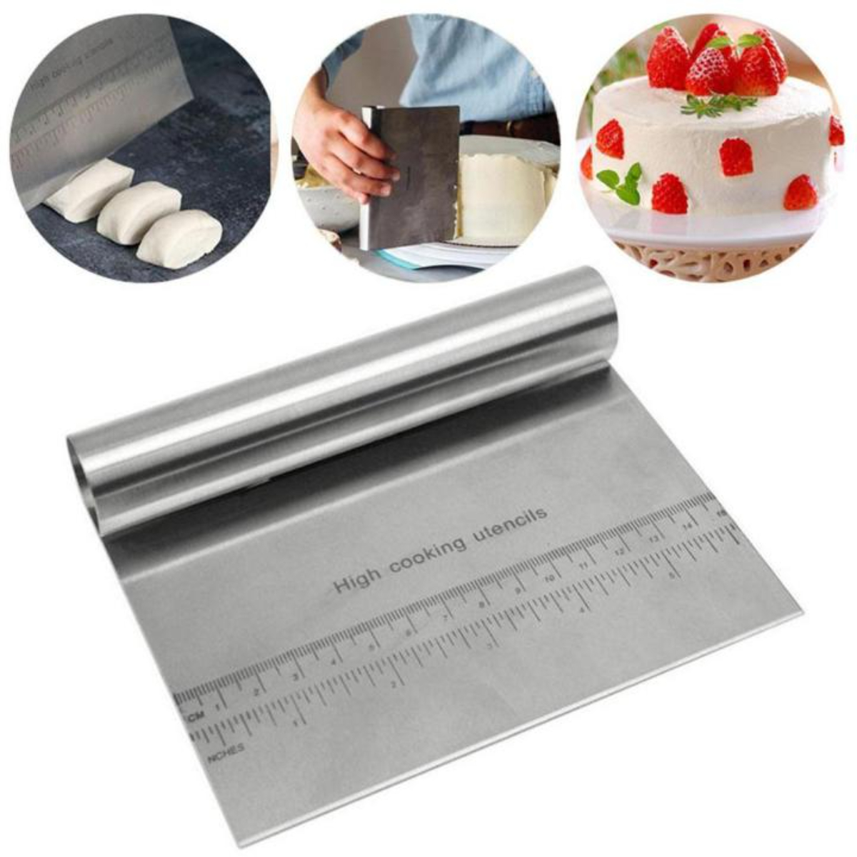 CORTADOR REGLETA PLATEADO MASA 15 CM O 6 PULGADAS REGLA REPOSTERIA - 1