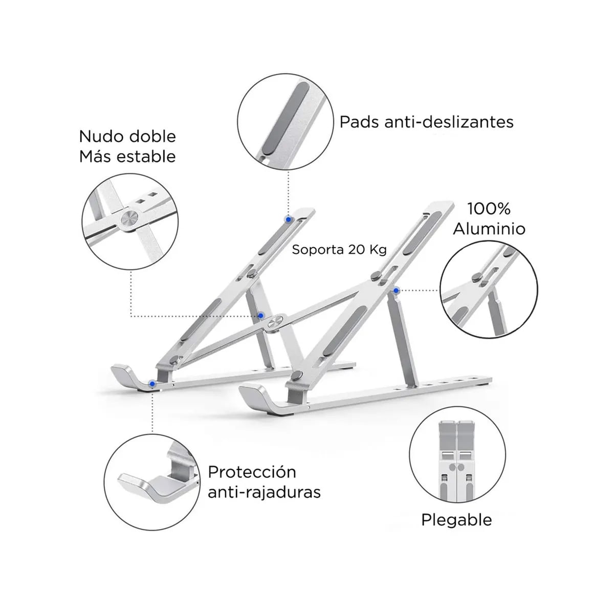 SOPORTE PARA LAPTOP DE ALUMINIO RESISTENTE 17' PULGADAS - 3