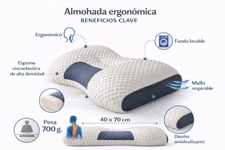 ALMOHADA CERVICAL ORTOPÉDICA ERGONÓMICA PARA CUELLO - 6