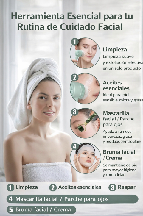 CEPILLO FACIAL DOBLE CARA CON RODILLO MASAJEADOR PARA PIEL - 2