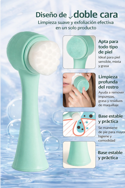 CEPILLO FACIAL DOBLE CARA CON RODILLO MASAJEADOR PARA PIEL - 3
