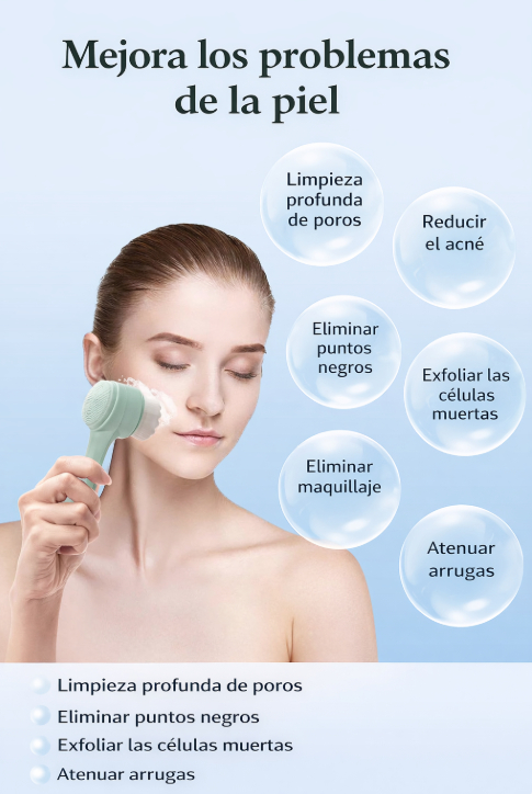 CEPILLO FACIAL DOBLE CARA CON RODILLO MASAJEADOR PARA PIEL - 6