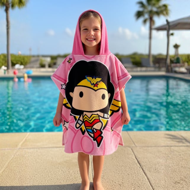 PONCHO TOALLA NIÑA CON CAPUCHA MICROFIBRA ABSORBENTE IDEAL PLAYA PISCINA - 4