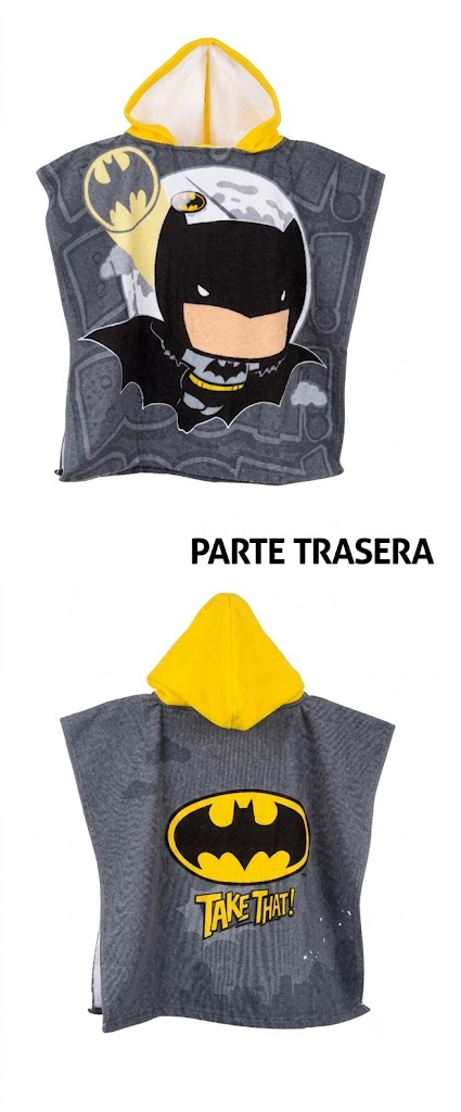 TOALLA PONCHO INFANTIL CON CAPUCHA GRIS SECADO RÁPIDO DISEÑO HÉROE - 6