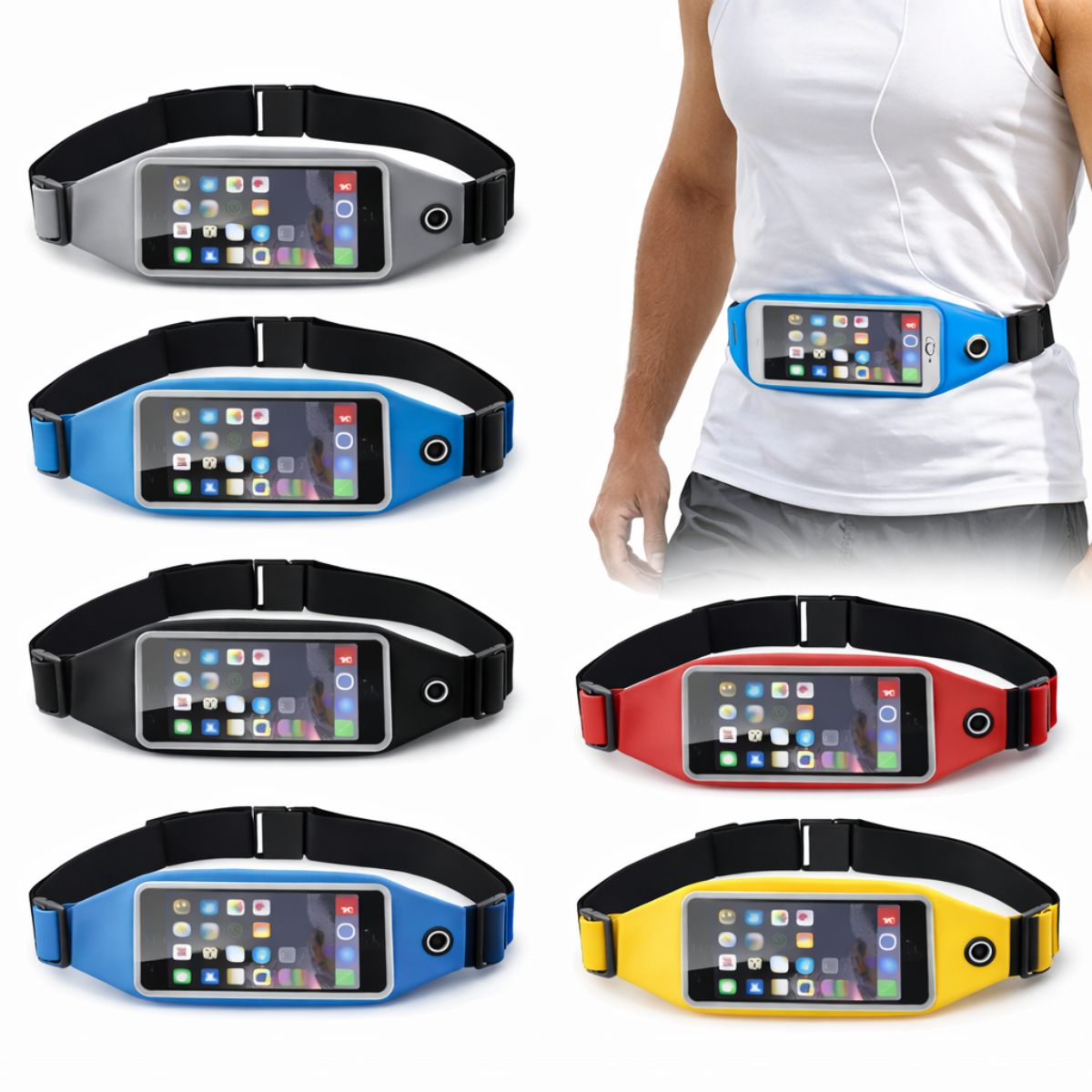 PACK X2 CANGURO DEPORTIVO PORTA CELULAR AJUSTABLE IMPERMEABLE COLORES SURTIDOS - 1