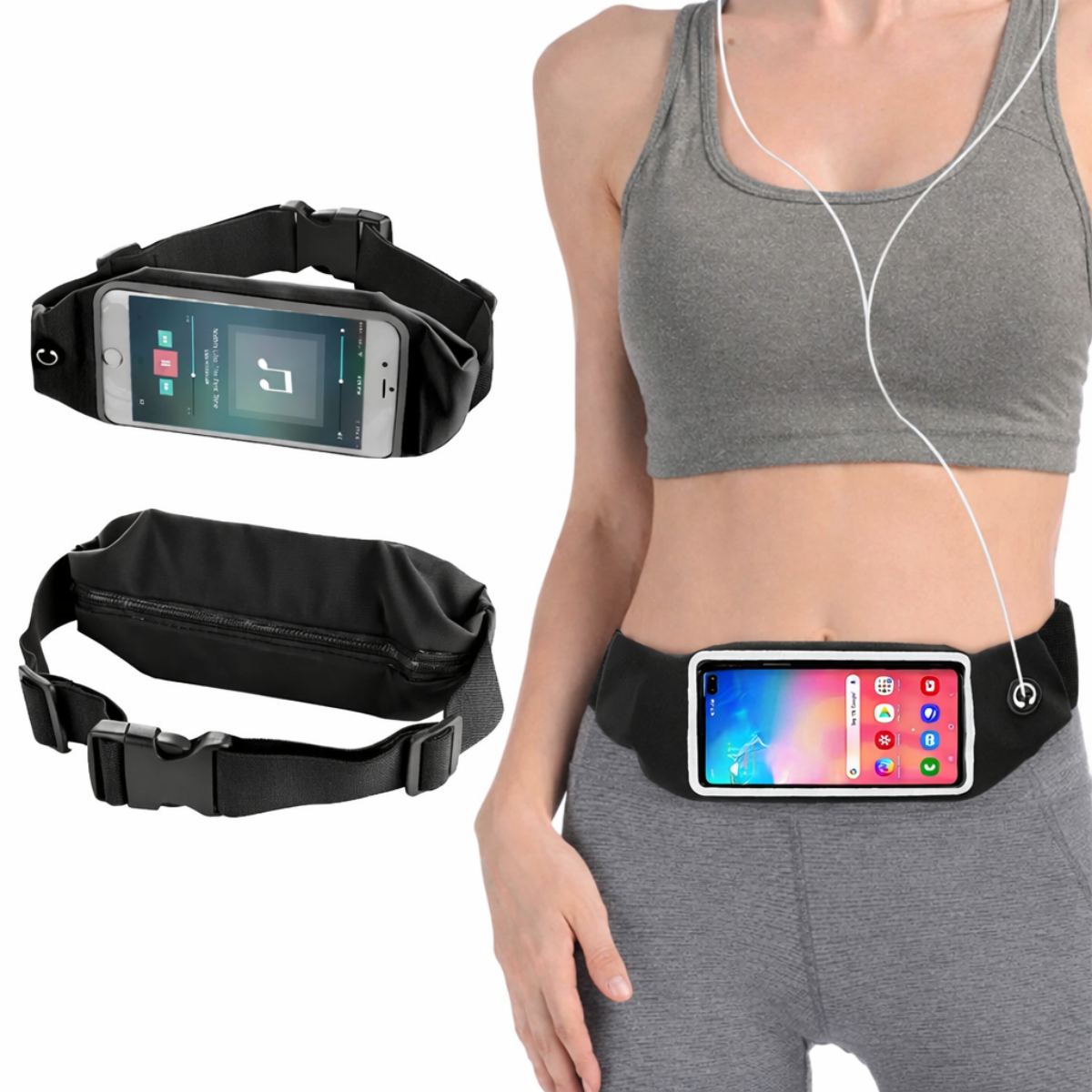 PACK X2 CANGURO DEPORTIVO PORTA CELULAR AJUSTABLE IMPERMEABLE COLORES SURTIDOS - 5
