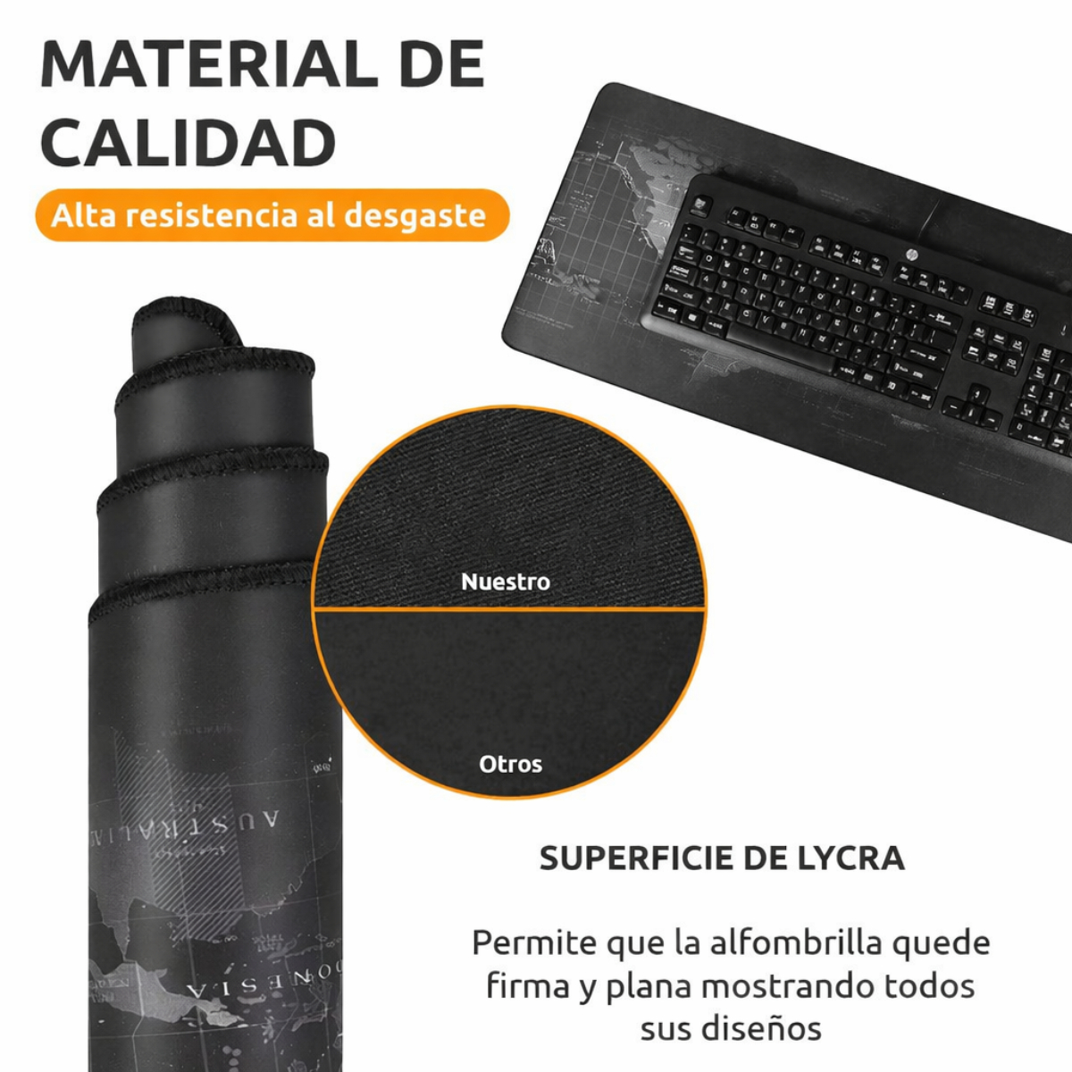 MOUSEPAD GAMER XXL 80X30 CM MAPA MUNDIAL BASE ANTIDESLIZANTE - 3