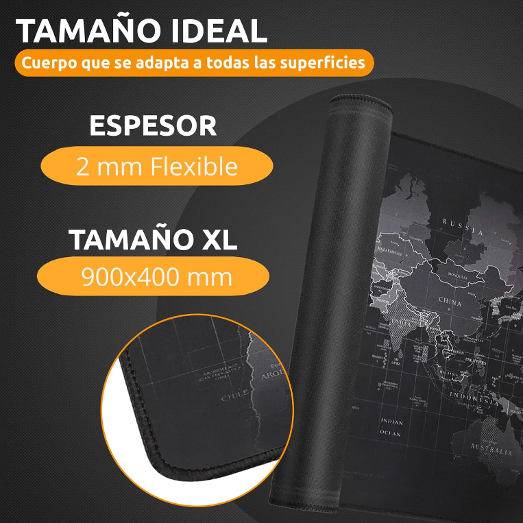 MOUSEPAD GAMER XXL 80X30 CM MAPA MUNDIAL BASE ANTIDESLIZANTE - 6