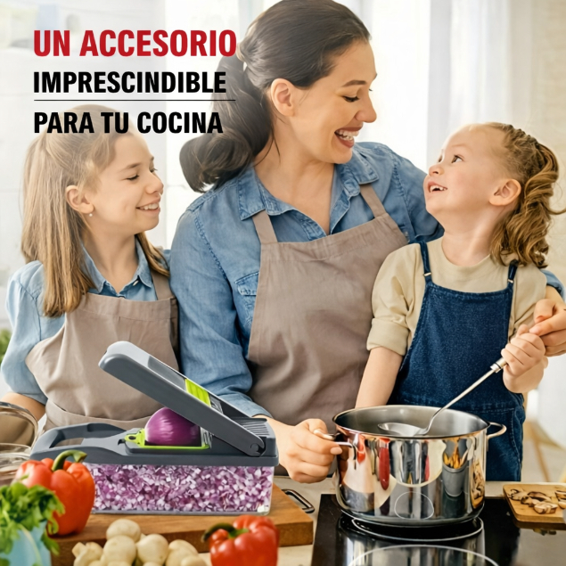 PICADOR MULTIFUNCIONAL 14 PIEZAS CHEFMAX PRO ACERO INOXIDABLE COCINA - 3