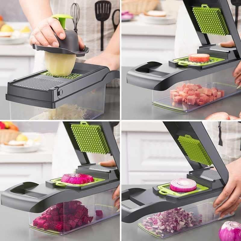 PICADOR MULTIFUNCIONAL 14 PIEZAS CHEFMAX PRO ACERO INOXIDABLE COCINA - 6