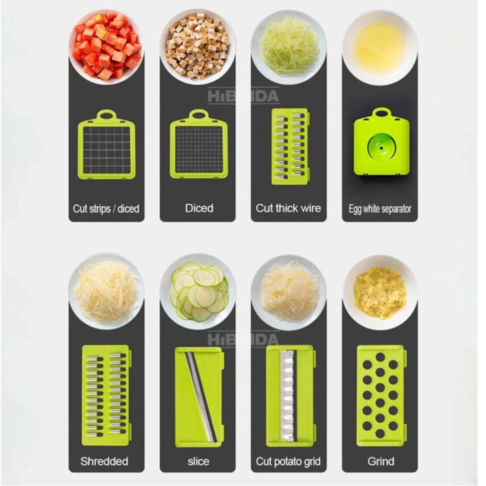 PICADOR MULTIFUNCIONAL 14 PIEZAS CHEFMAX PRO ACERO INOXIDABLE COCINA - 8