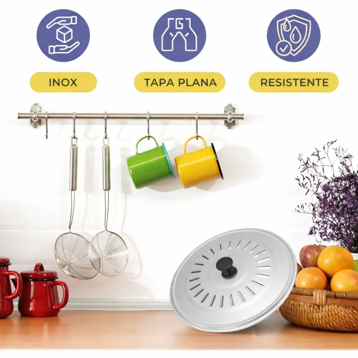 TAPA DE OLLA 22 CM ACERO INOXIDABLE PROFESIONAL - 4