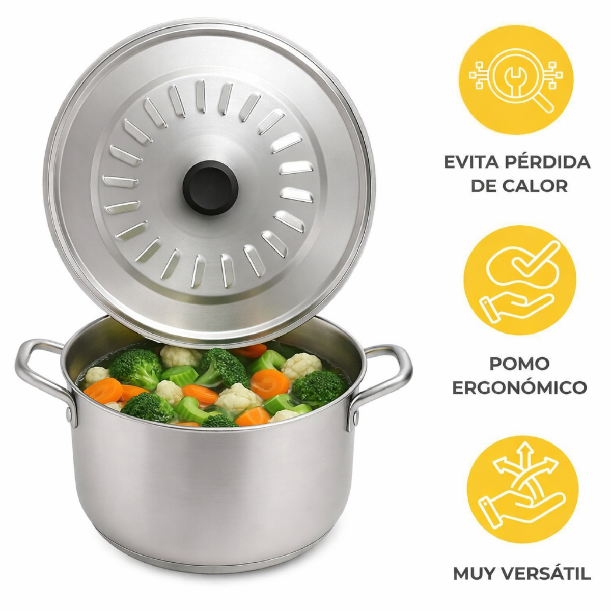 TAPA DE OLLA 22 CM ACERO INOXIDABLE PROFESIONAL - 5