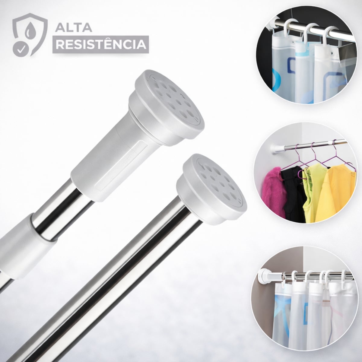 BARRA TELESCÓPICA AJUSTABLE PARA CORTINA DE BAÑO – DURADERA Y FÁCIL DE INSTALAR - 3