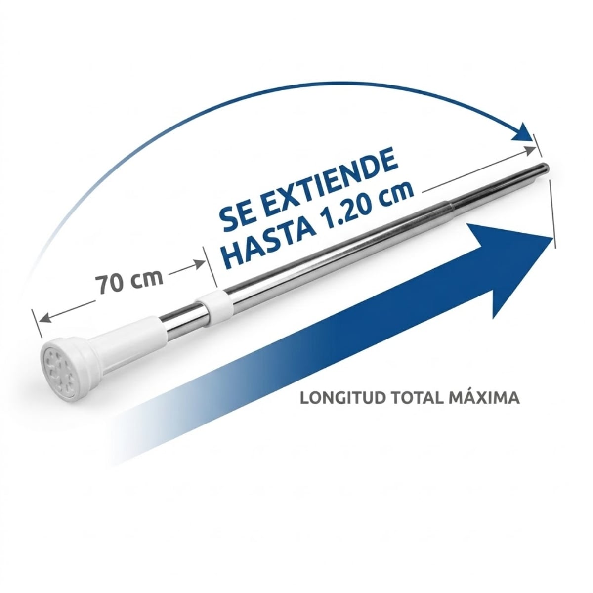 BARRA TELESCÓPICA AJUSTABLE PARA CORTINA DE BAÑO – DURADERA Y FÁCIL DE INSTALAR - 5