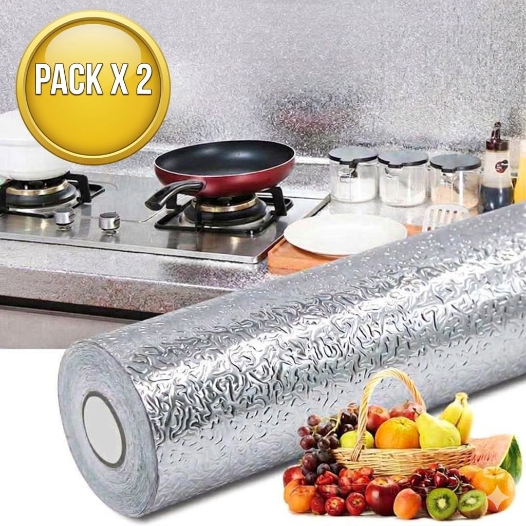 PACK X2 PAPEL DE ALUMINIO COCINA – AUTODHESIVO Y RESISTENTE A ACEITE - 1