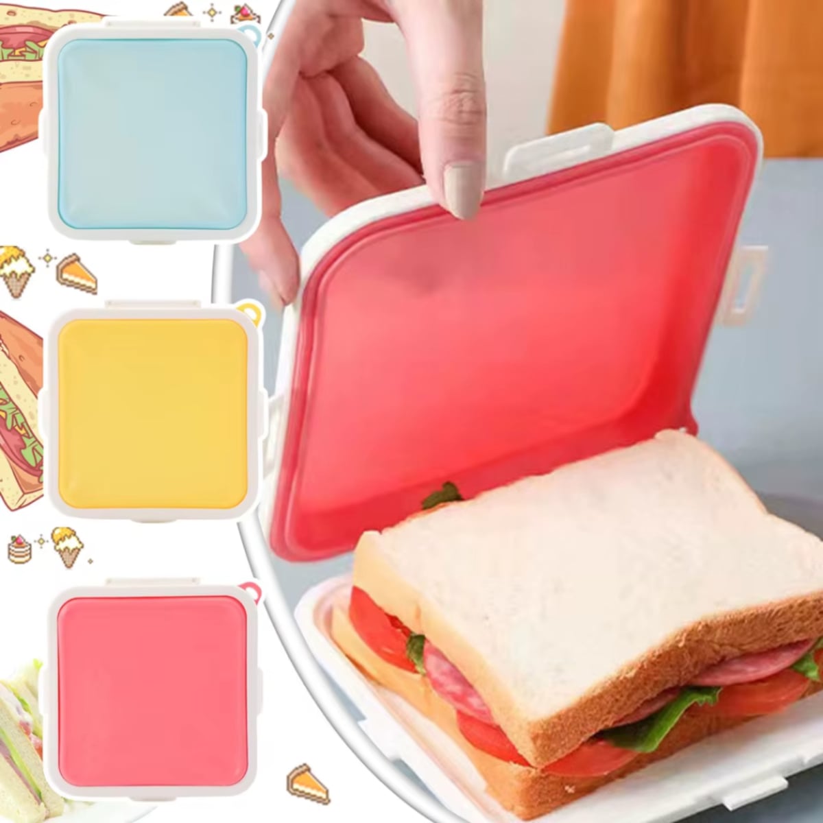 CAJA HERMÉTICA PARA SANDWICH – COLORES SURTIDOS - 1