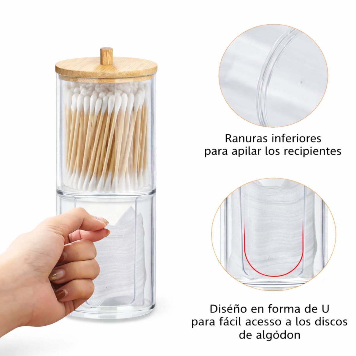 PACK X2 PORTA ALGODÓN E HISOPOS ACRÍLICO - 5