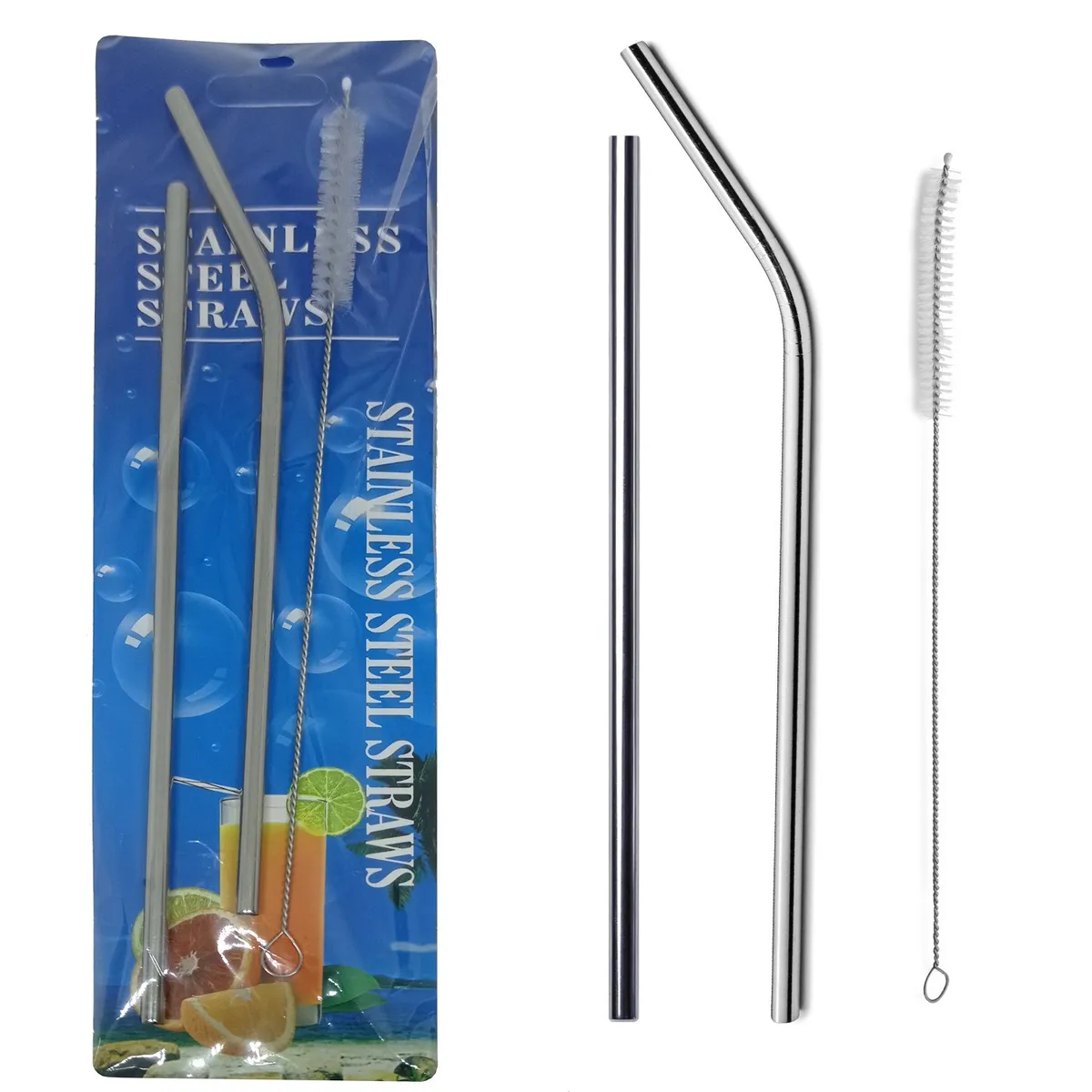 SET DE SORBETES DE ACERO INOXIDABLE REUTILIZABLE X2 - 1