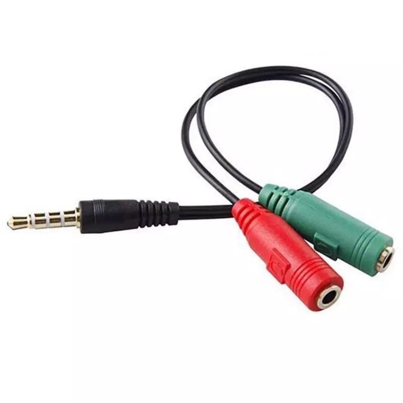 CABLE ADAPTADOR SPLITTER AUDÍFONOS DOBLE 3.5MM A 1 PLUG LAPTOP PC GAMER - 1