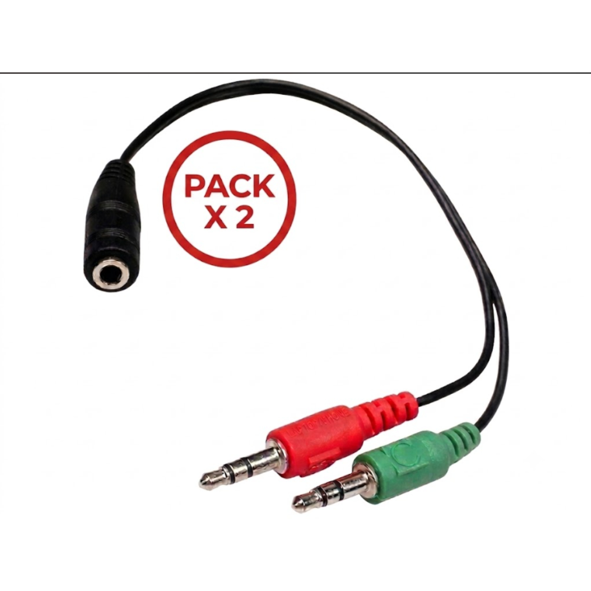 PACK X 2 CONVERTIDORES SPLITTER AUDÍFONOS Y MICRÓFONO PARA LAPTOP 3.5MM - 1